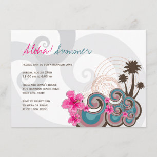 Tropische golven Hibiscus Hawaiian Luau Summer Par Kaart