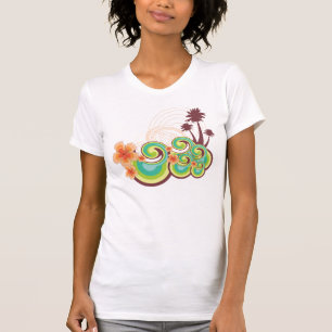 Tropische golven Hibiscus Summer Beach Palm Trees T-shirt