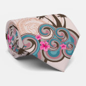 Tropische golven Hot Pink Hibiscus Palmbomen Strop Stropdas (Opgerold)