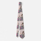 Tropische golven Hot Pink Hibiscus Palmbomen Strop Stropdas (Achterkant)