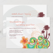 Tropische golven Oranje Hibiscus Destination Wedin Kaart (Voorkant / Achterkant)