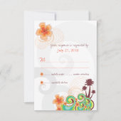 Tropische golven Oranje Hibiscus RSVP-reactiekaart Kaart (Voorkant)