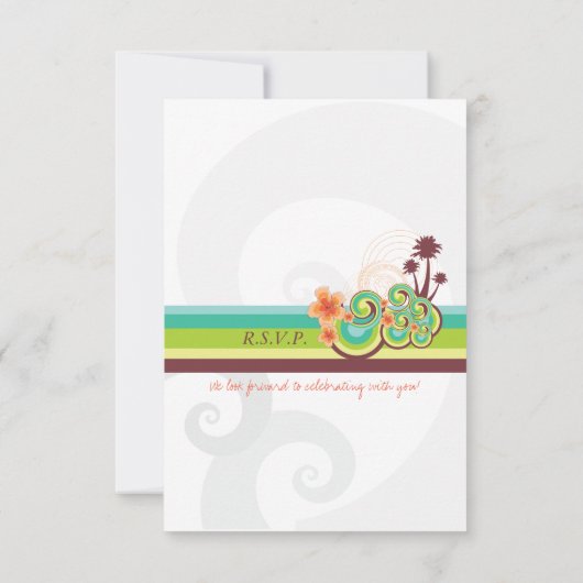Tropische golven Oranje Hibiscus RSVP-reactiekaart Kaart (Achterkant)