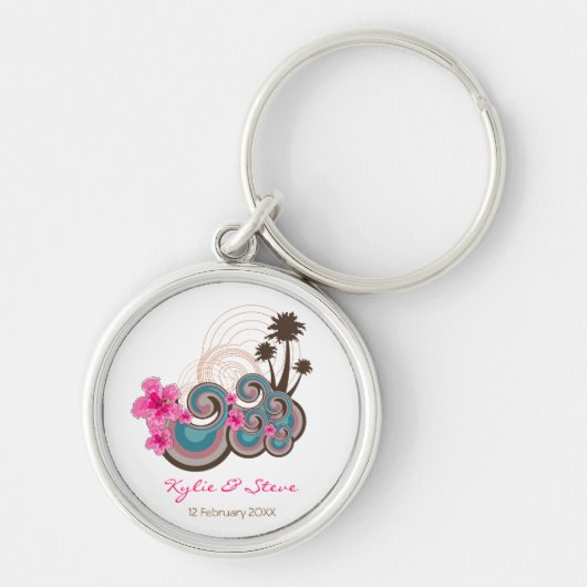 Tropische golven & roze hibiscus Dank u / Gift / Sleutelhanger (Voorkant)
