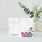 Tropische golven roze hibiscus Destination Wedinat Bedankkaart (Staand voorkant)