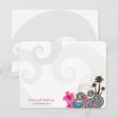 Tropische golven roze hibiscus Destination Wedinat Bedankkaart (Voorkant / Achterkant)