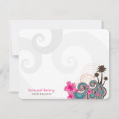 Tropische golven roze hibiscus Destination Wedinat Bedankkaart (Voorkant)