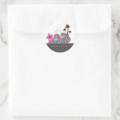 Tropische golven roze hibiscus Destination Wedinat Ronde Sticker (Tas)