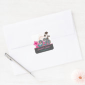 Tropische golven roze hibiscus Destination Wedinat Vierkante Sticker (Envelop)