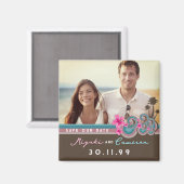 Tropische golven Roze Hibiscus Foto de datum opsla Magneet (Voorkant / Achterkant)