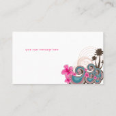 Tropische golven roze hibiscus palm Trees Weddensc Plaatskaartje (Achterkant)