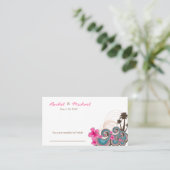 Tropische golven roze hibiscus palm Trees Weddensc Plaatskaartje (Staand voorkant)