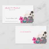 Tropische golven roze hibiscus palm Trees Weddensc Plaatskaartje (Voorkant / Achterkant)