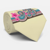 Tropische golven & roze Hibiscus Stripes Aangepast Stropdas (Opgerold)