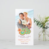 Tropische Golven Sinaasappel Hibiscus Strand Trouw Bedankkaart (Staand voorkant)