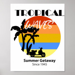 Tropische golven Summer Beach Getaway Poster