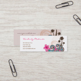 Tropische golven warme roze hibiscus strand bomen mini visitekaartje