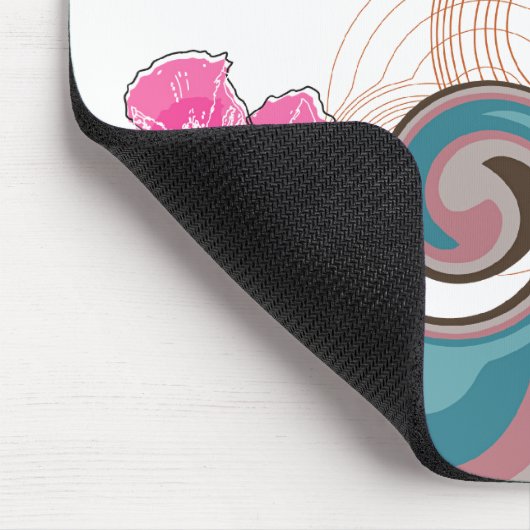 Tropische golven warme roze hibiscus strand bomen muismat (Hoek)