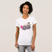 Tropische golven warme roze hibiscus strand bomen t-shirt (Voorkant volledig)