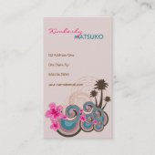 Tropische golven warme roze hibiscus strand bomen visitekaartje (Voorkant)