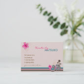 Tropische golven warme roze hibiscus strand bomen visitekaartje (Staand voorkant)