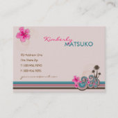 Tropische golven warme roze hibiscus strand bomen visitekaartje (Voorkant)