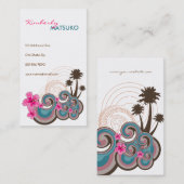 Tropische golven warme roze hibiscus strand bomen visitekaartje (Voorkant / Achterkant)