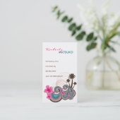 Tropische golven warme roze hibiscus strand bomen visitekaartje (Staand voorkant)