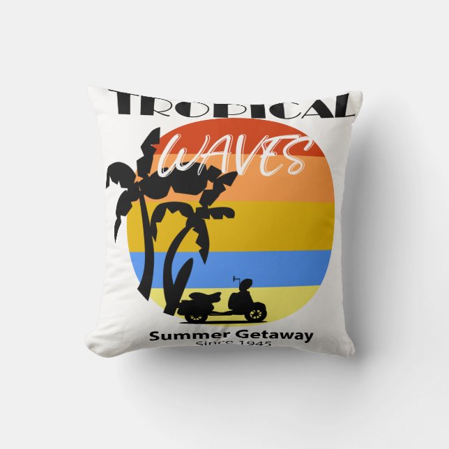 Tropische golven zomerstrand Getaway Throw Plough Kussen (Voorkant)