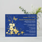 Tropische goudbloemen, Butterflies Weddenschap Folie Uitnodiging (Staand Voorkant)