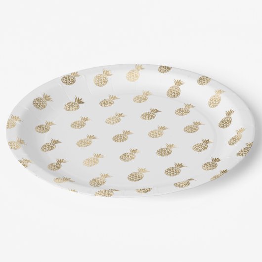 Tropische gouden anananassen papieren bordje (Gekanteld)