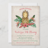 Tropische gouden ananas bruids douche uitnodiging (Voorkant)