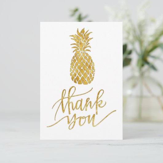 tropische gouden ananas dank u bedankkaart (Staand voorkant)