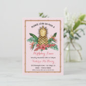 Tropische Gouden Ananas Luau Party Kaart (Staand voorkant)