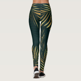 Tropische Gouden Blad Botanische Leggings