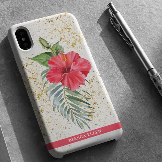 Tropische Gouden Bloemsparkels Case-Mate iPhone Case