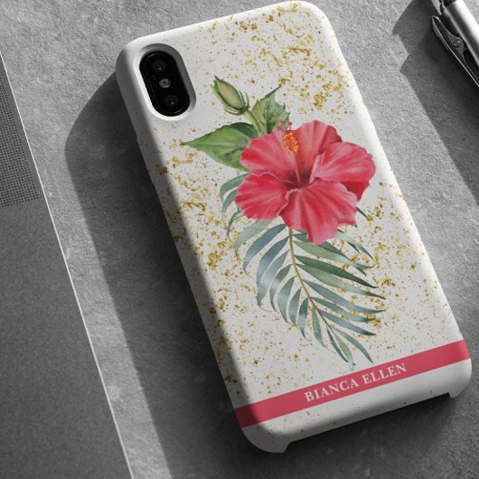 Tropische Gouden Bloemsparkels Case-Mate iPhone Case