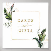 Tropische gouden bruidskaarten en cadeaubonnen poster (Voorkant)