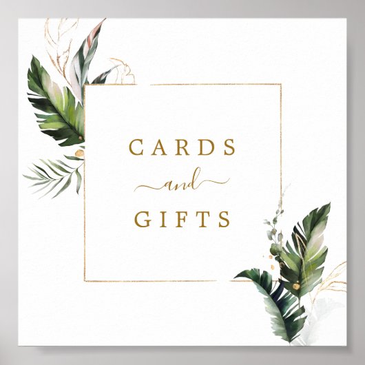 Tropische gouden bruidskaarten en cadeaubonnen poster (Voorkant)