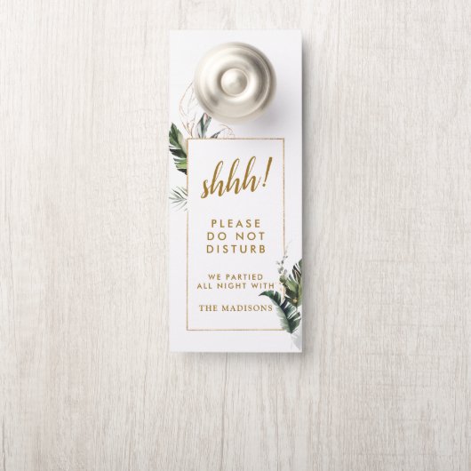 Tropische gouden bruiloft verstoort niet | Welkom Deurhanger (Op knop)