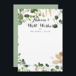 Tropische gouden bruiloft Wishes Advice Kaart<br><div class="desc">Deze tropische goudbruiloft wenst een goede advieskaart voor een ritueel huwelijk. Het ontwerp is voorzien van prachtig met de hand geschilderde, geïllustreerde tropische zomergouden en groene loof. Deze kaarten zijn perfect voor een bruiloft, vrijgezellenfeest, baby shower, graduatiedag en nog veel meer. Pas de kaarten aan met de namen van de...</div>