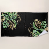 tropische gouden foliën Monogram Strandlaken (Voorkant)