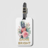 Tropische Gouden Glitter Shine Ananas Bagagelabel (Voorkant (verticaal))