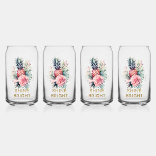 Tropische Gouden Glitter Shine Ananas Blikvorm Glas