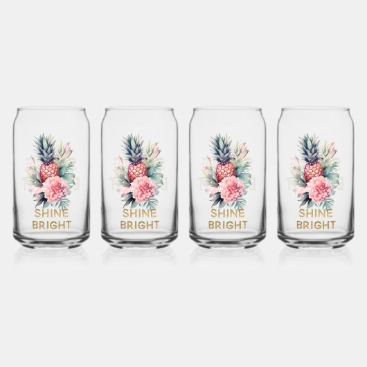 Tropische Gouden Glitter Shine Ananas Blikvorm Glas (Voorkant)