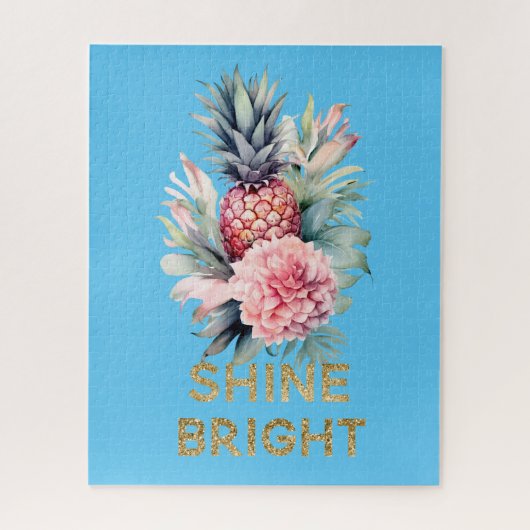 Tropische Gouden Glitter Shine Ananas Legpuzzel (Verticaal)