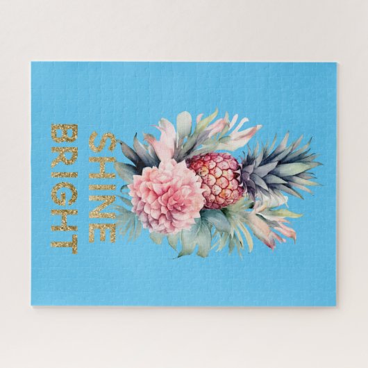 Tropische Gouden Glitter Shine Ananas Legpuzzel (Horizontaal)