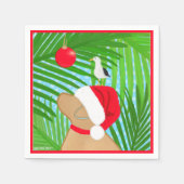 Tropische Gouden Kerstman Zeemeeuw Kerstmis Servet (Voorkant)