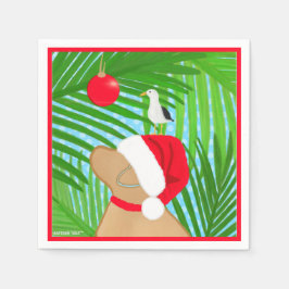 Tropische Gouden Kerstman Zeemeeuw Kerstmis Servet