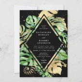 Tropische gouden loof bruiloft uitnodiging (Voorkant)
